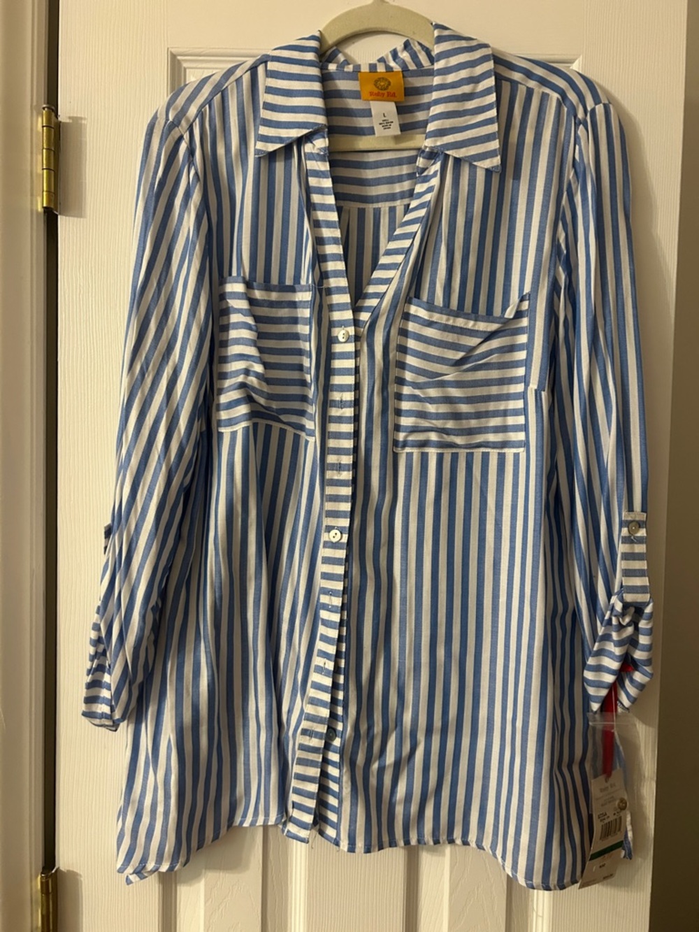 Ruby Rd. Blue & White Striped Collared Shirt